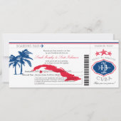 Cuba Boarding Pass Wedding Kaart (Voorkant)