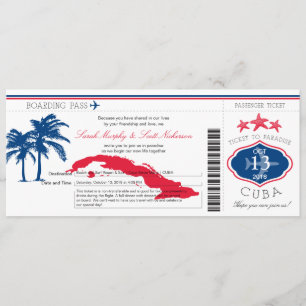 Cuba Boarding Pass Wedding Kaart