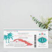 Cuba Boarding Pass Wedding Kaart (Staand voorkant)
