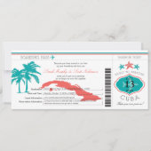 Cuba Boarding Pass Wedding Kaart (Voorkant)