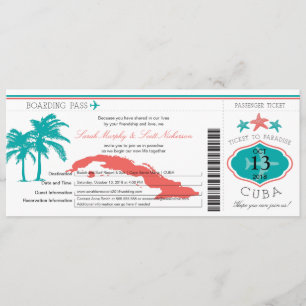 Cuba Boarding Pass Wedding Kaart