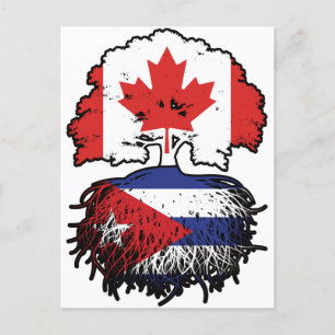 Cuba Canadian Canada Tree Roots Flag Briefkaart