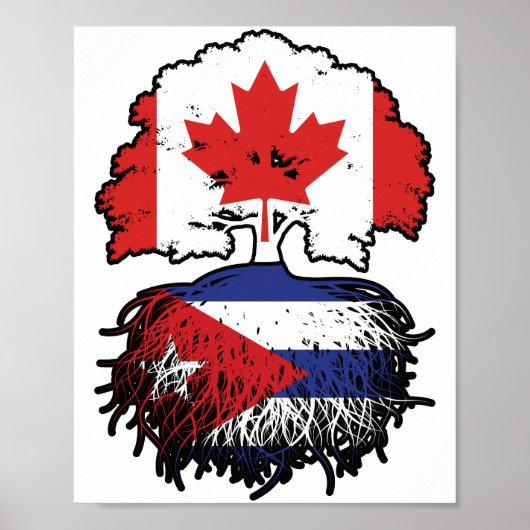 Cuba Canadian Canada Tree Roots Flag Poster (Voorkant)