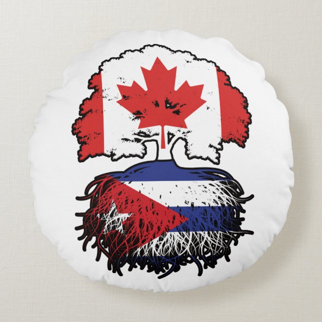 Cuba Canadian Canada Tree Roots Flag Rond Kussen (Voorkant)