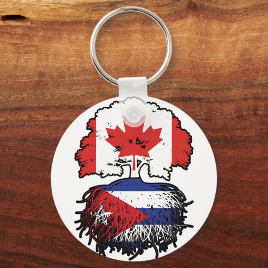 Cuba Canadian Canada Tree Roots Flag Sleutelhanger (Achterkant)