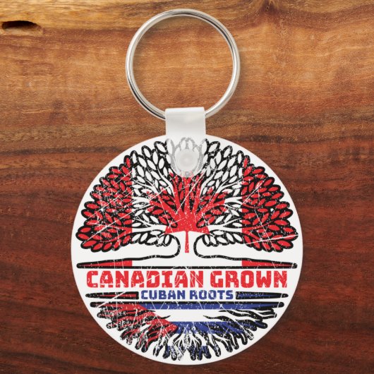 Cuba Canadian Canada Tree Roots Flag Sleutelhanger (Voorkant)