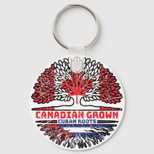 Cuba Canadian Canada Tree Roots Flag Sleutelhanger (Achterkant)