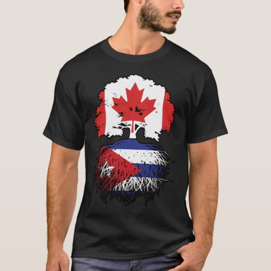 Cuba Canadian Canada Tree Roots Flag T-shirt (Voorkant)