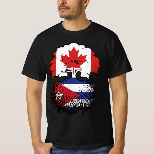 Cuba Canadian Canada Tree Roots Flag T-shirt (Voorkant)