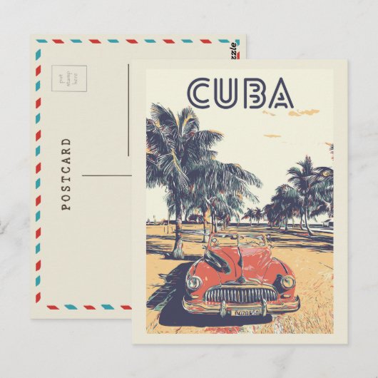 Cuba, Caraïbisch gebied, typisch oude auto-Briefka Briefkaart (Voorkant / Achterkant)