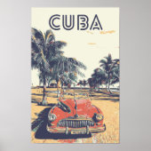 Cuba, Caraïbisch gebied, typisch oude auto-Briefka Poster (Voorkant)