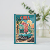 Cuba Classic Car Illustration Travel Art Vintage Briefkaart (Staand voorkant)
