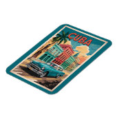 Cuba Classic Car Illustration Travel Art Vintage Magneet (Linkerzijde)
