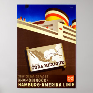 Cuba, cruise Ocean Liner Travel Poster