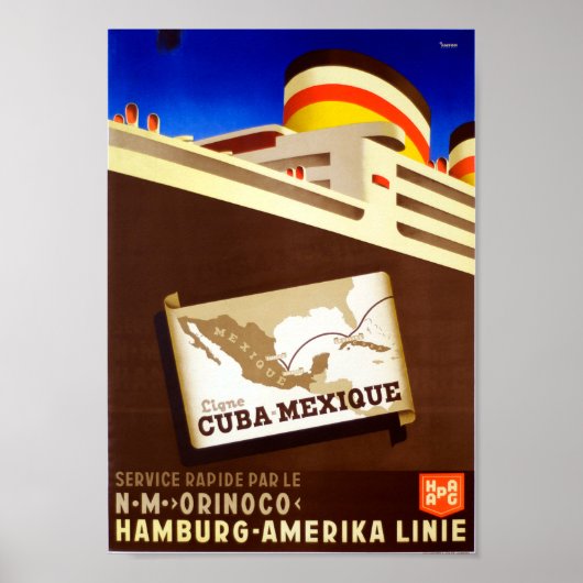  Cuba, cruise Ocean Liner Travel Poster (Voorkant)
