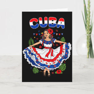 Cuba Cubaans Meisje Traditionele Jurk Trocal Bloem Kaart