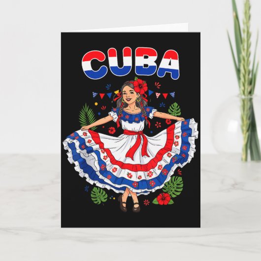 Cuba Cubaans Meisje Traditionele Jurk Trocal Bloem Kaart (Voorkant)