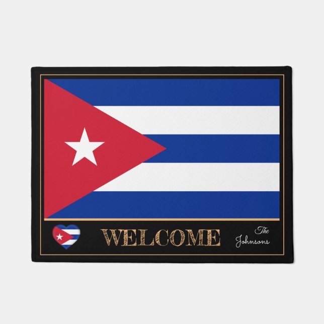 Cuba & Cubaanse vlag matten/sport Welkom Deurmat (Voorkant)