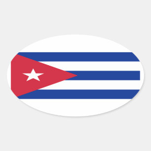 Cuba/Cubaanse vlag Ovale Sticker