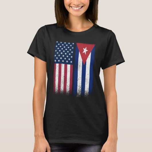 Cuba Cuban American Flags Proud USA Cuba T-shirt (Voorkant)