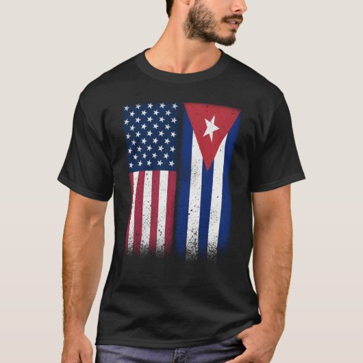 Cuba Cuban American Flags Proud USA Cuba T-shirt (Voorkant)