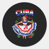Cuba Cuban Girl Traditional Dress Trocal Flowers  Ronde Sticker (Voorkant)