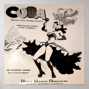 Cuba dansende Lady Black & White 1958 12x12 Poster