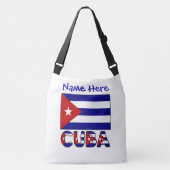 Cuba Donkerblauw Cubaanse vlag Blauw Gepersonalise Crossbody Tas (Voorkant)
