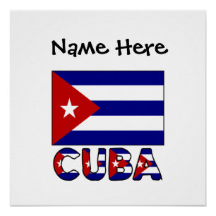 Cuba Donkerblauwe Cubaanse Vlag Zwart Personalisat Perfect Poster