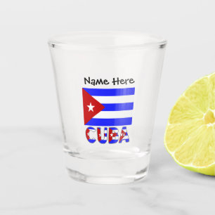 Cuba en Cubaanse vlag blauw met Jouw naam Shot Glas