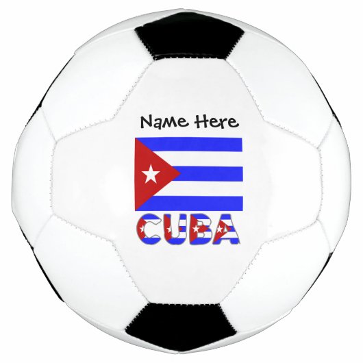 Cuba en Cubaanse vlag blauw met Jouw naam Socc Voetbal (Voorkant)