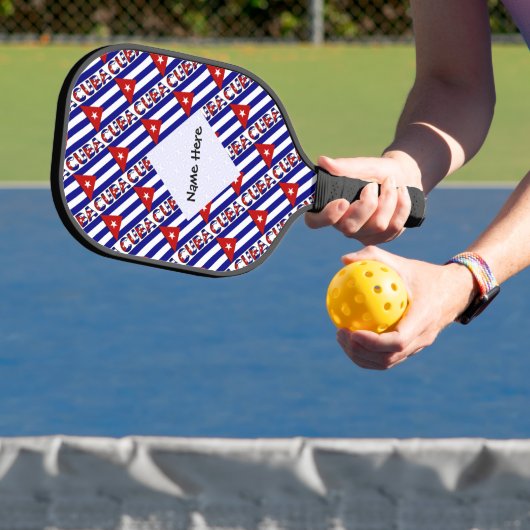 Cuba en Cubaanse vlag Dark Blue Tiles met Jouw naa Pickleball Paddle (Insitu)