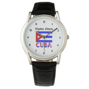 Cuba en Cubaanse vlag Lichtblauw met je naam Horloge