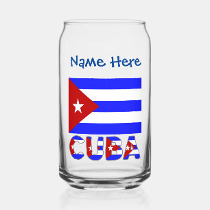 Cuba en Cubaanse vlag Lichtblauw Persoonlijk  Blikvorm Glas