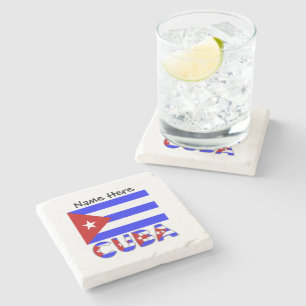 Cuba en Cubaanse vlag Lichtblauw Persoonlijk Stenen Onderzetter