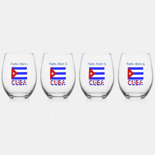 Cuba en Cubaanse vlag Lichtblauw Persoonlijk Wijnglas Zonder Voet