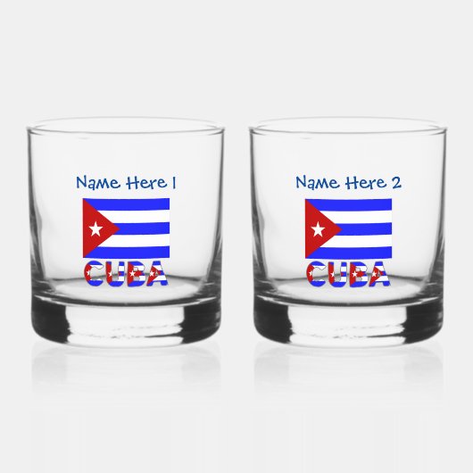 Cuba en Cuban Flag Light Blue op maat Whisky Glas (Voorkant)