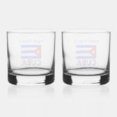 Cuba en Cuban Flag Light Blue op maat Whisky Glas (Achterkant)