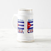 Cuba en Dark Blue Cuban Flag gepersonaliseerd Bierpul (Voorkant links)