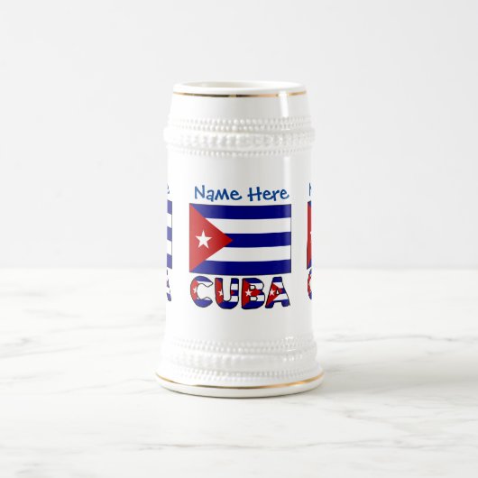 Cuba en Dark Blue Cuban Flag gepersonaliseerd Bierpul (Center)