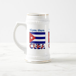 Cuba en Dark Blue Cuban Flag gepersonaliseerd Bierpul