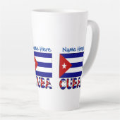 Cuba en Dark Blue Cuban Flag gepersonaliseerd Latte Mok (Rechterhoek)