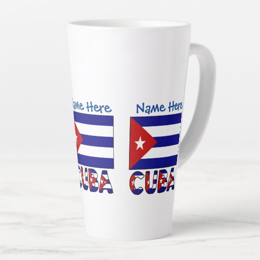 Cuba en Dark Blue Cuban Flag gepersonaliseerd Latte Mok (Rechterhoek)