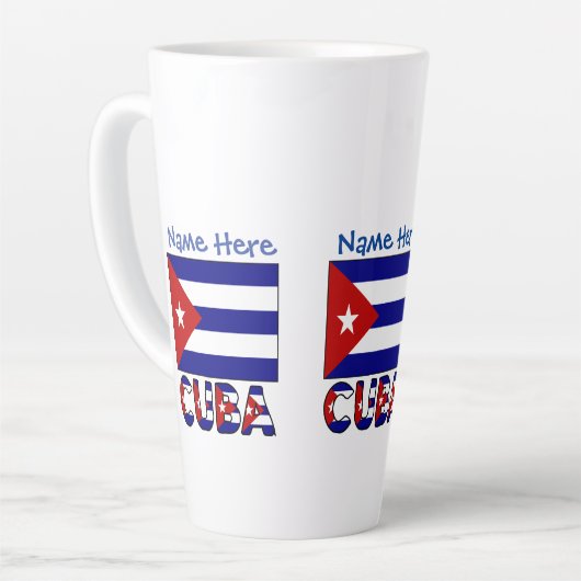Cuba en Dark Blue Cuban Flag gepersonaliseerd Latte Mok (Linkerhoek)