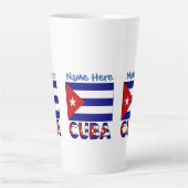 Cuba en Dark Blue Cuban Flag gepersonaliseerd Latte Mok (Voorkant)