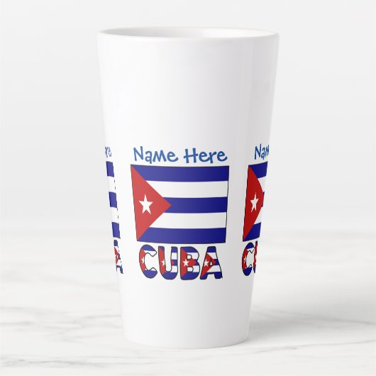 Cuba en Dark Blue Cuban Flag gepersonaliseerd Latte Mok (Voorkant)