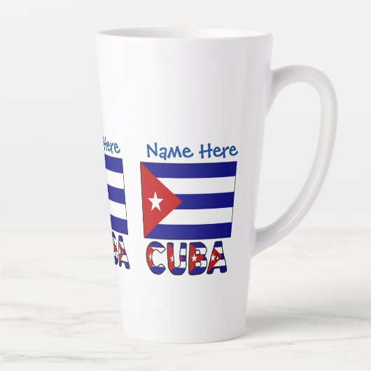 Cuba en Dark Blue Cuban Flag gepersonaliseerd Latte Mok (Rechts)