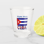 Cuba en Donkerblauw Cubaanse vlag Blauwe Personali Shot Glas (Voorkant)