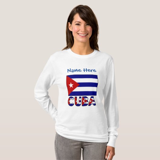 Cuba en Donkerblauw Cubaanse vlag Blauwe Personali T-shirt (Voorkant volledig)