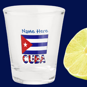 Cuba en donkerblauwe Cubaanse vlag Blauw personali Shot Glas